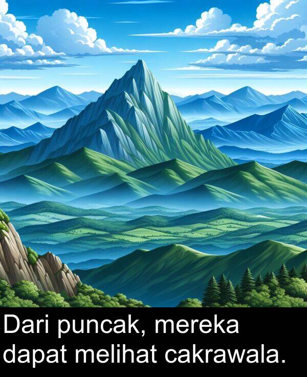 cakrawala: Dari puncak, mereka dapat melihat cakrawala.