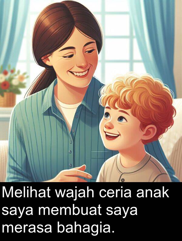 ceria: Melihat wajah ceria anak saya membuat saya merasa bahagia.