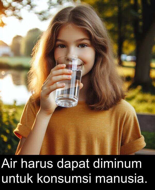 harus: Air harus dapat diminum untuk konsumsi manusia.