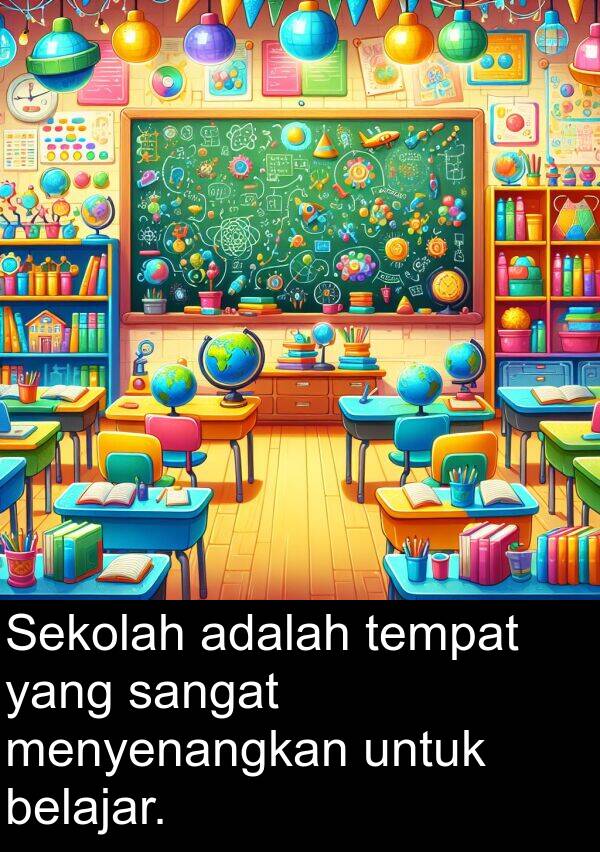 tempat: Sekolah adalah tempat yang sangat menyenangkan untuk belajar.