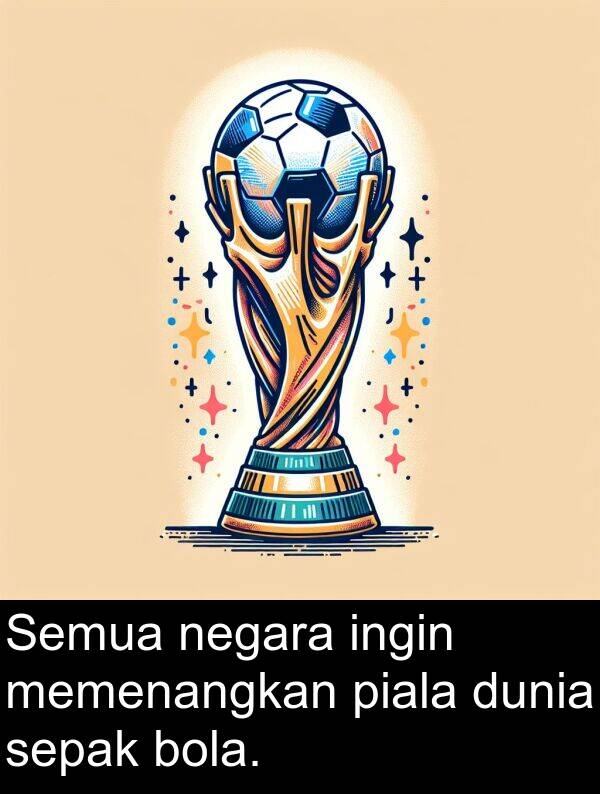 negara: Semua negara ingin memenangkan piala dunia sepak bola.