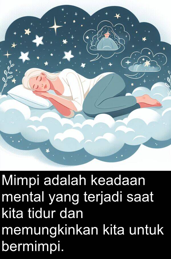 keadaan: Mimpi adalah keadaan mental yang terjadi saat kita tidur dan memungkinkan kita untuk bermimpi.