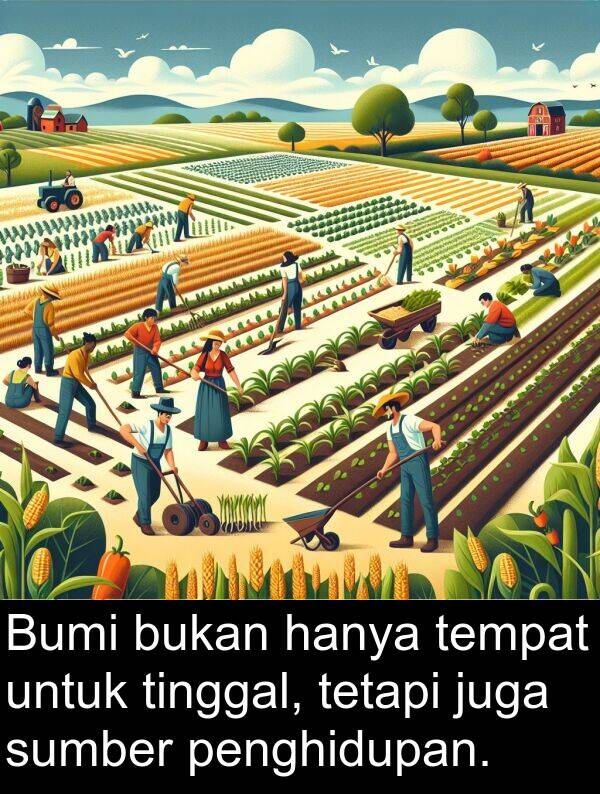 hanya: Bumi bukan hanya tempat untuk tinggal, tetapi juga sumber penghidupan.