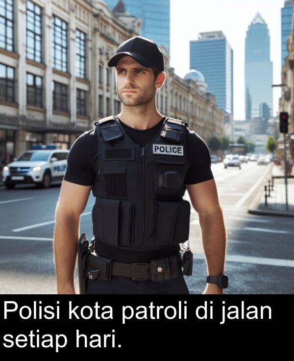 patroli: Polisi kota patroli di jalan setiap hari.