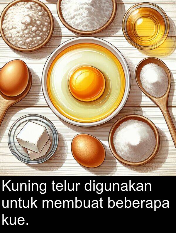 telur: Kuning telur digunakan untuk membuat beberapa kue.