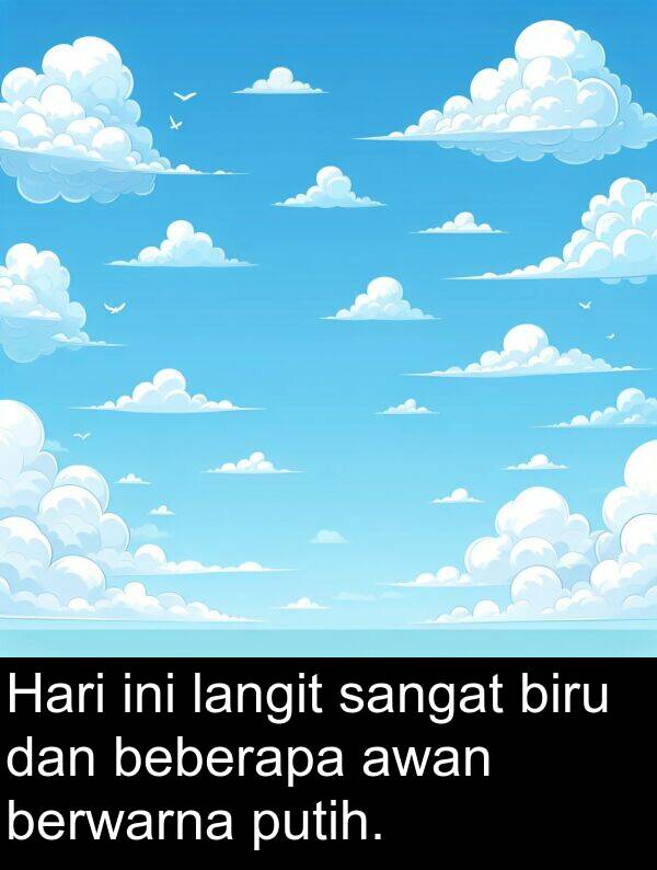 langit: Hari ini langit sangat biru dan beberapa awan berwarna putih.