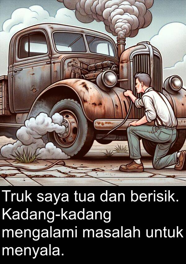 masalah: Truk saya tua dan berisik. Kadang-kadang mengalami masalah untuk menyala.