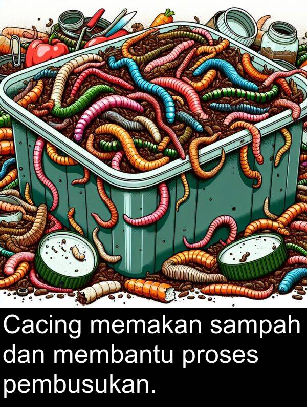 pembusukan: Cacing memakan sampah dan membantu proses pembusukan.