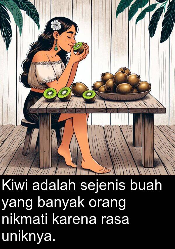 uniknya: Kiwi adalah sejenis buah yang banyak orang nikmati karena rasa uniknya.