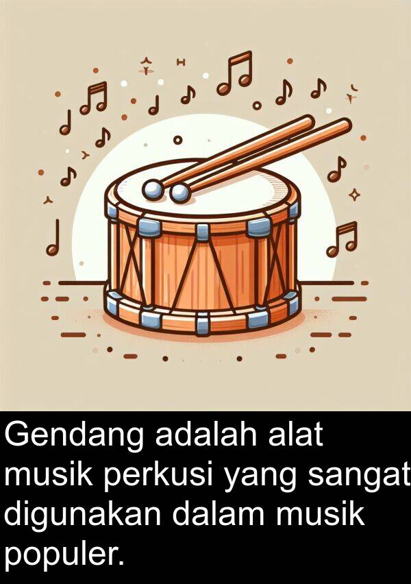 digunakan: Gendang adalah alat musik perkusi yang sangat digunakan dalam musik populer.