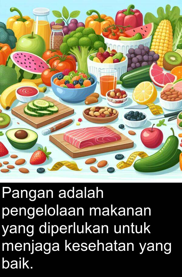 pengelolaan: Pangan adalah pengelolaan makanan yang diperlukan untuk menjaga kesehatan yang baik.