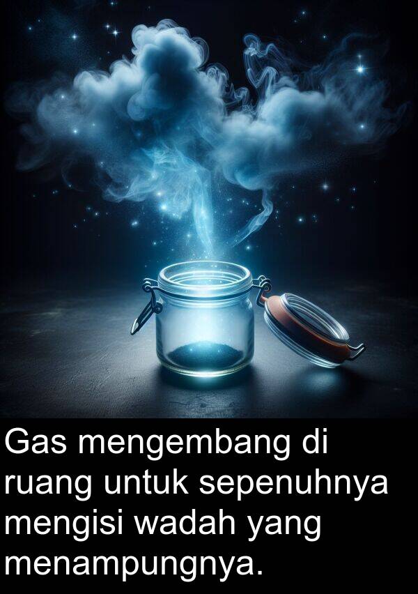 ruang: Gas mengembang di ruang untuk sepenuhnya mengisi wadah yang menampungnya.