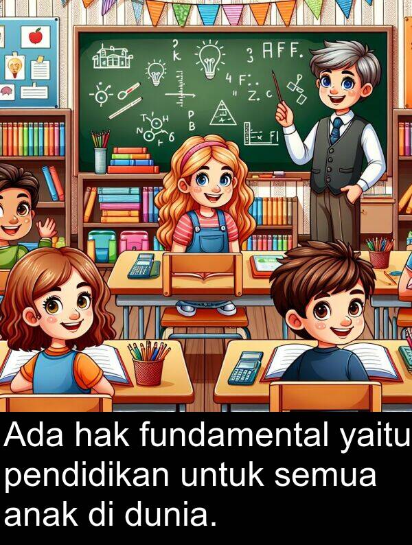 yaitu: Ada hak fundamental yaitu pendidikan untuk semua anak di dunia.