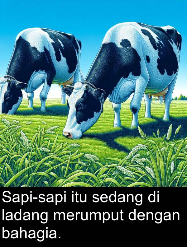 ladang: Sapi-sapi itu sedang di ladang merumput dengan bahagia.