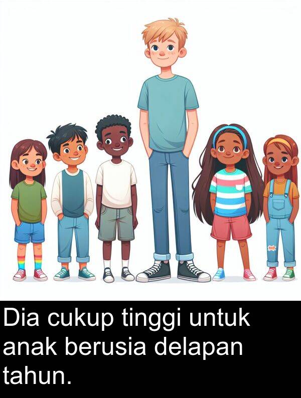 cukup: Dia cukup tinggi untuk anak berusia delapan tahun.