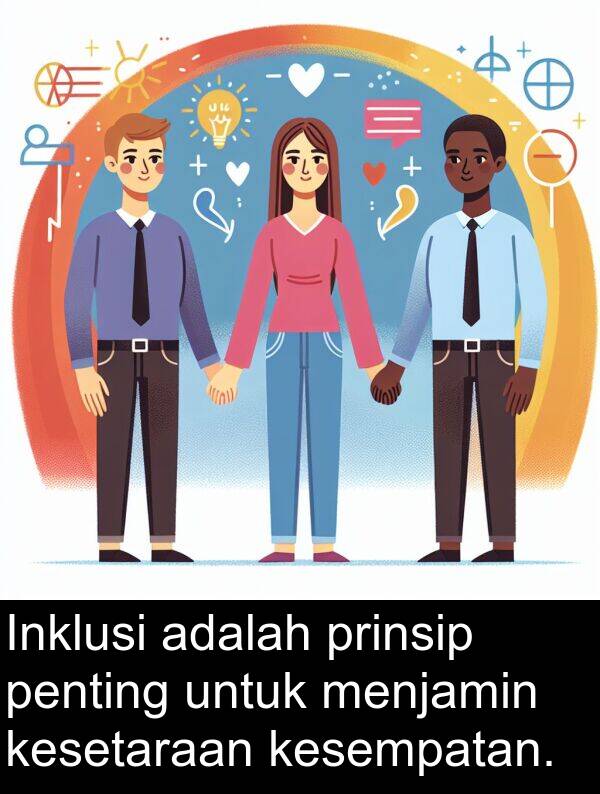 prinsip: Inklusi adalah prinsip penting untuk menjamin kesetaraan kesempatan.