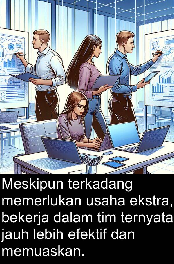 ekstra: Meskipun terkadang memerlukan usaha ekstra, bekerja dalam tim ternyata jauh lebih efektif dan memuaskan.