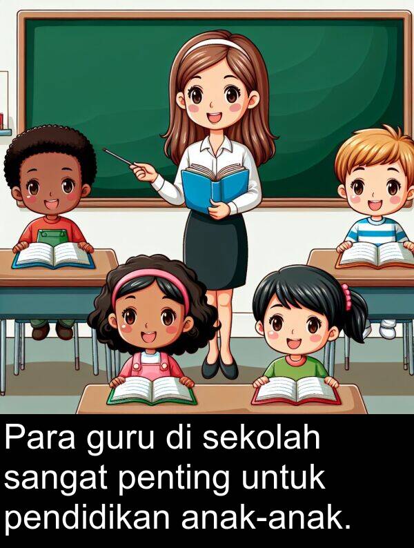 pendidikan: Para guru di sekolah sangat penting untuk pendidikan anak-anak.