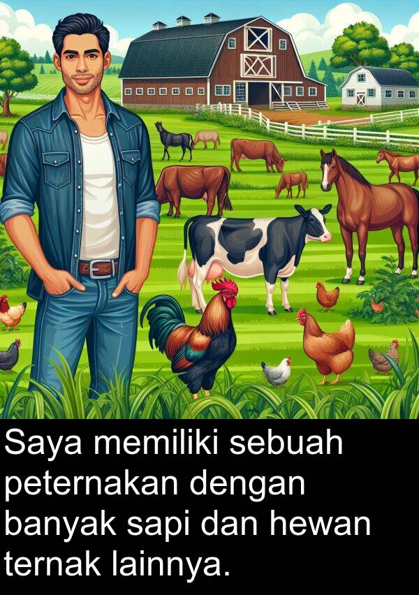 lainnya: Saya memiliki sebuah peternakan dengan banyak sapi dan hewan ternak lainnya.