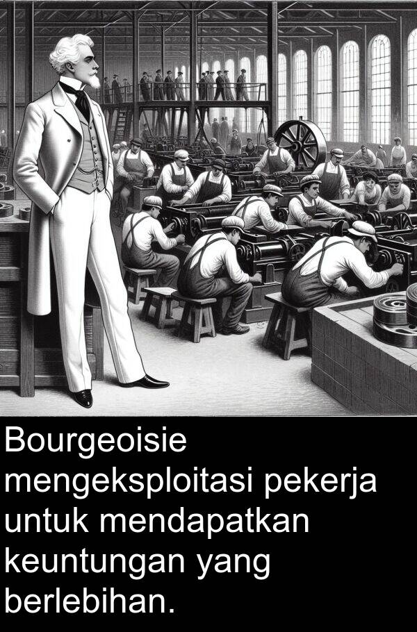 pekerja: Bourgeoisie mengeksploitasi pekerja untuk mendapatkan keuntungan yang berlebihan.