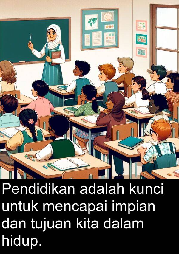 hidup: Pendidikan adalah kunci untuk mencapai impian dan tujuan kita dalam hidup.