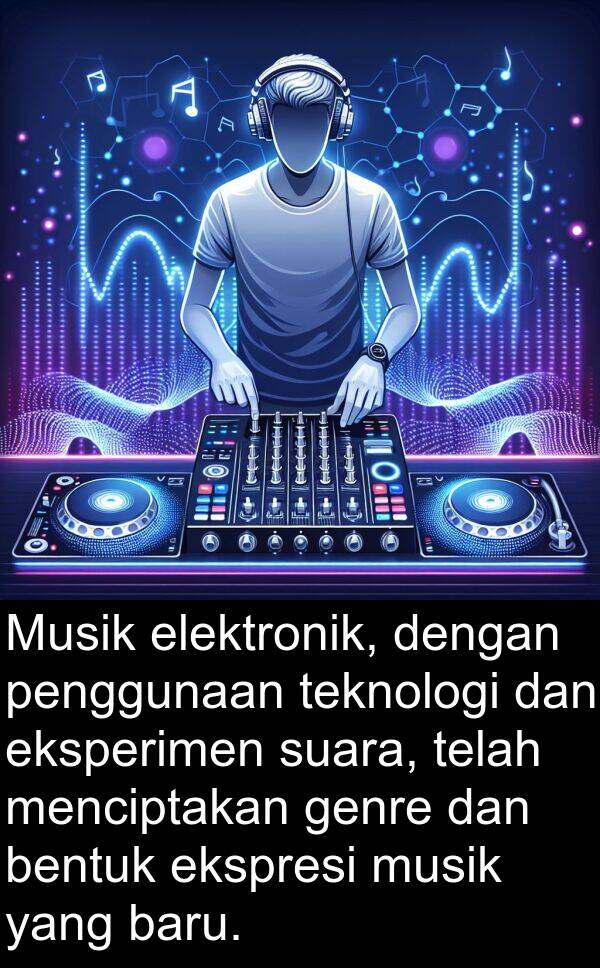 ekspresi: Musik elektronik, dengan penggunaan teknologi dan eksperimen suara, telah menciptakan genre dan bentuk ekspresi musik yang baru.