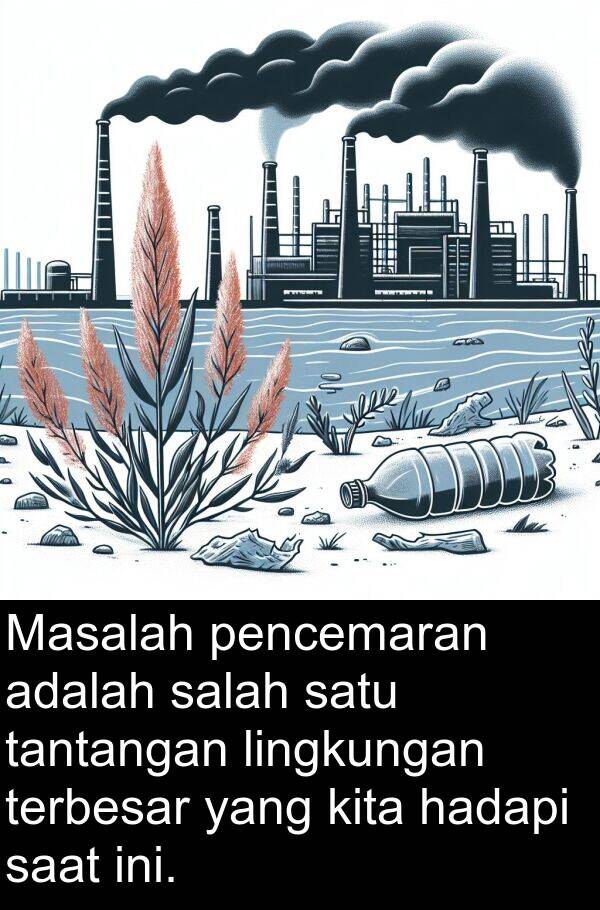 hadapi: Masalah pencemaran adalah salah satu tantangan lingkungan terbesar yang kita hadapi saat ini.