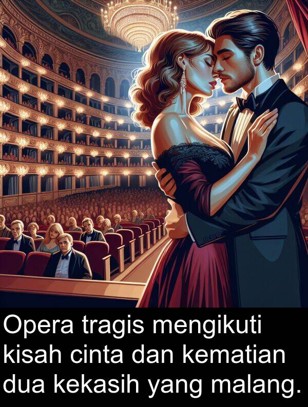 cinta: Opera tragis mengikuti kisah cinta dan kematian dua kekasih yang malang.