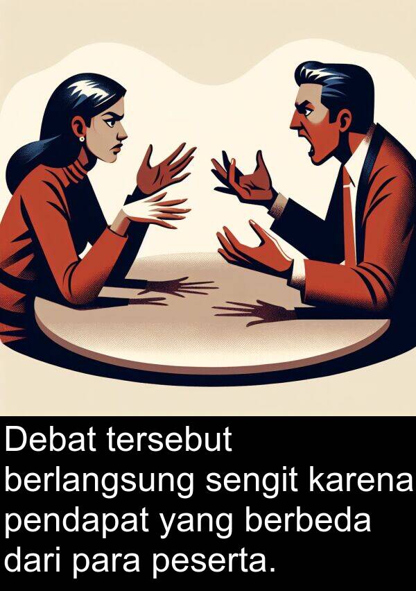 pendapat: Debat tersebut berlangsung sengit karena pendapat yang berbeda dari para peserta.