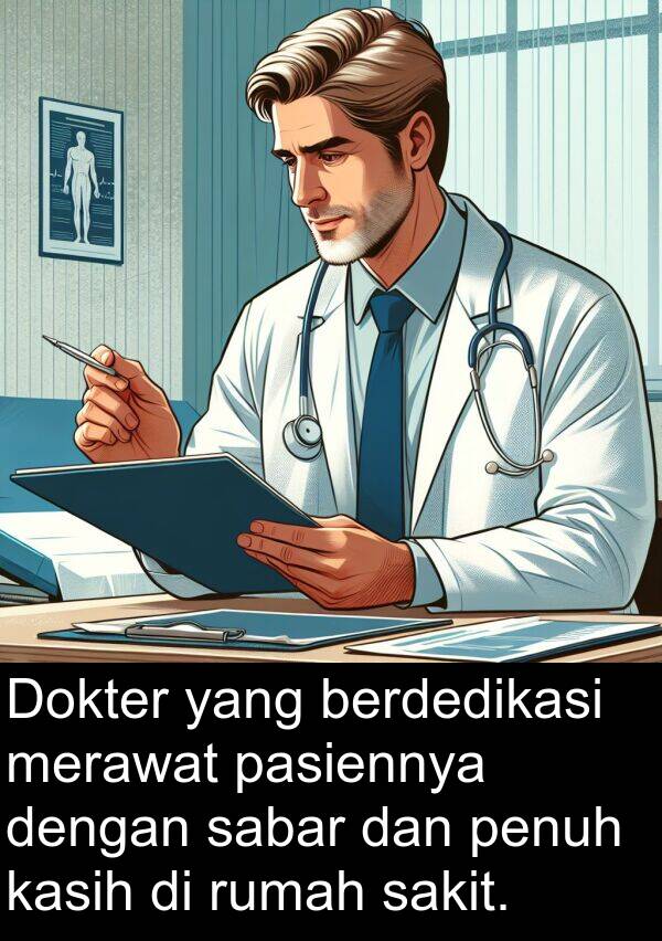 kasih: Dokter yang berdedikasi merawat pasiennya dengan sabar dan penuh kasih di rumah sakit.