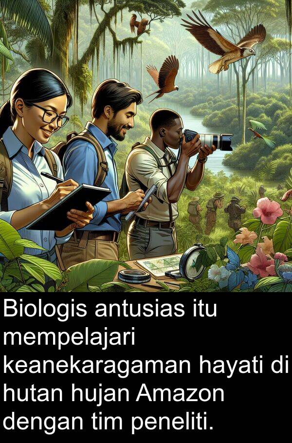 keanekaragaman: Biologis antusias itu mempelajari keanekaragaman hayati di hutan hujan Amazon dengan tim peneliti.