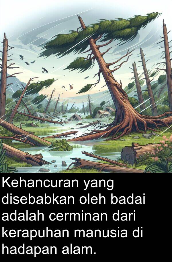 hadapan: Kehancuran yang disebabkan oleh badai adalah cerminan dari kerapuhan manusia di hadapan alam.