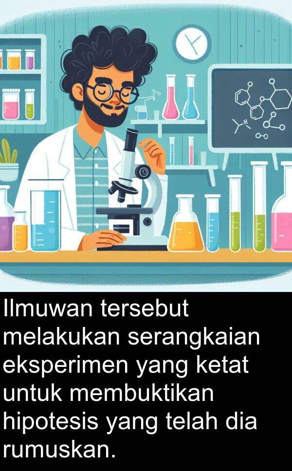 hipotesis: Ilmuwan tersebut melakukan serangkaian eksperimen yang ketat untuk membuktikan hipotesis yang telah dia rumuskan.