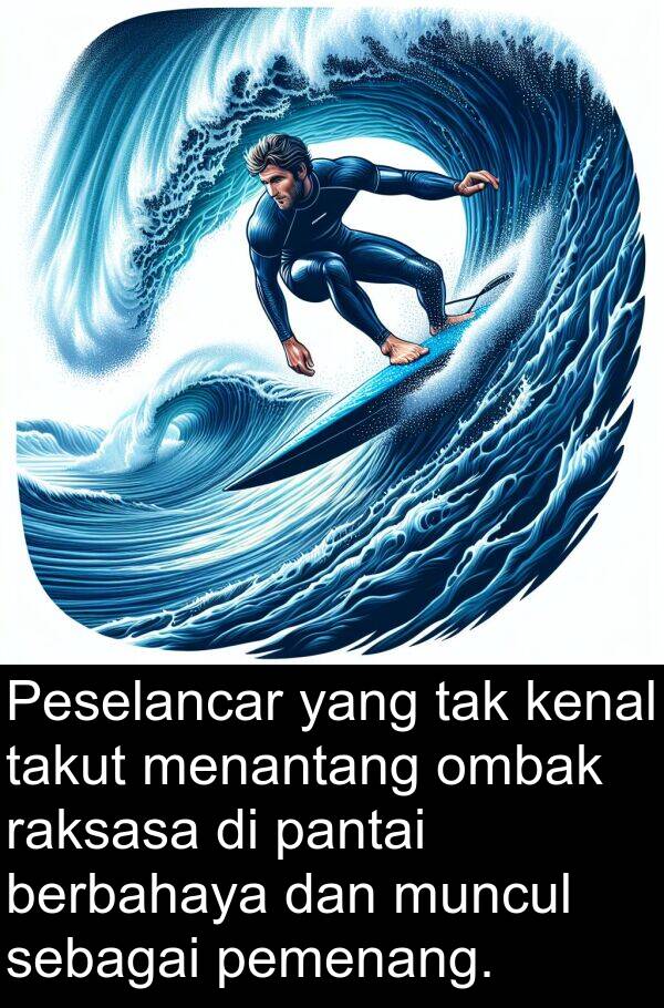 pantai: Peselancar yang tak kenal takut menantang ombak raksasa di pantai berbahaya dan muncul sebagai pemenang.