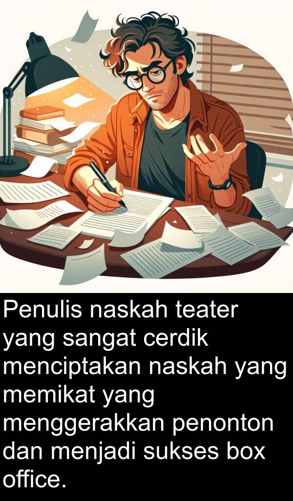 cerdik: Penulis naskah teater yang sangat cerdik menciptakan naskah yang memikat yang menggerakkan penonton dan menjadi sukses box office.