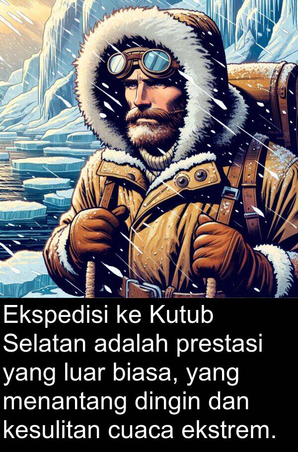 cuaca: Ekspedisi ke Kutub Selatan adalah prestasi yang luar biasa, yang menantang dingin dan kesulitan cuaca ekstrem.