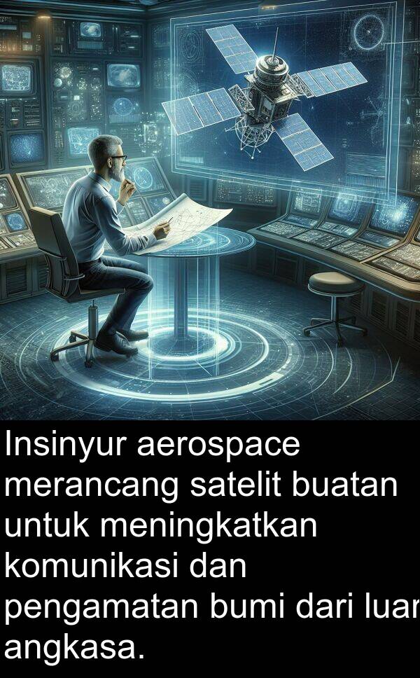 pengamatan: Insinyur aerospace merancang satelit buatan untuk meningkatkan komunikasi dan pengamatan bumi dari luar angkasa.