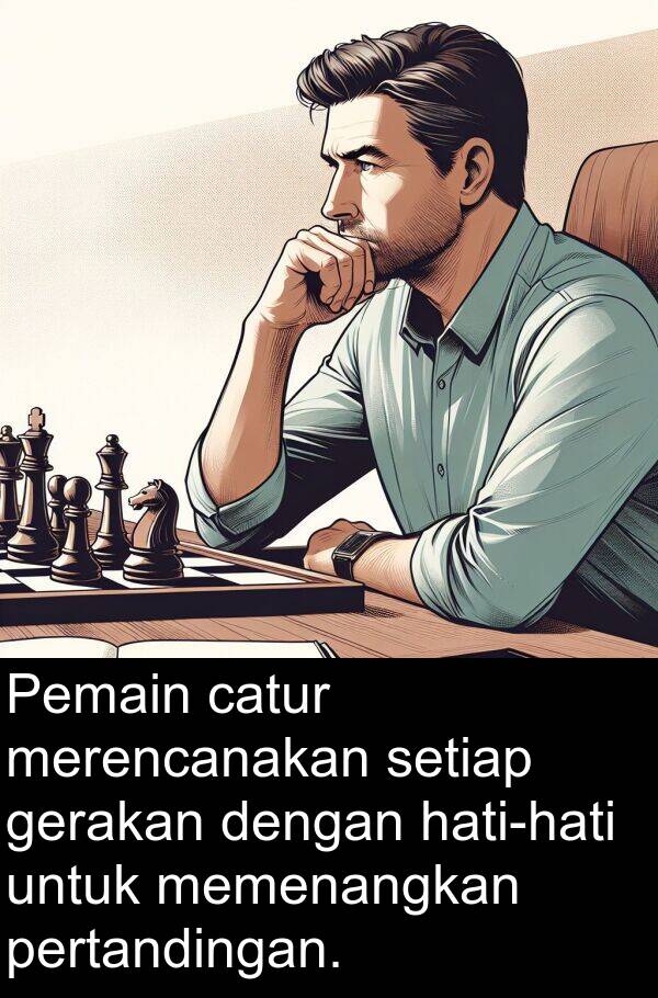 catur: Pemain catur merencanakan setiap gerakan dengan hati-hati untuk memenangkan pertandingan.