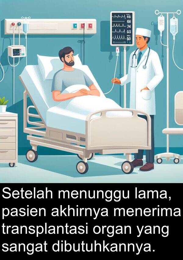 lama: Setelah menunggu lama, pasien akhirnya menerima transplantasi organ yang sangat dibutuhkannya.