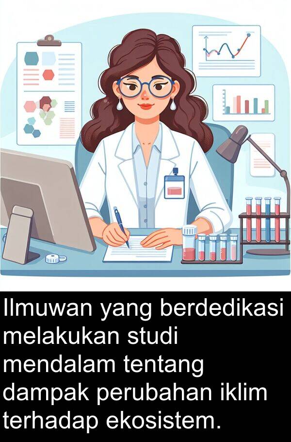 ekosistem: Ilmuwan yang berdedikasi melakukan studi mendalam tentang dampak perubahan iklim terhadap ekosistem.