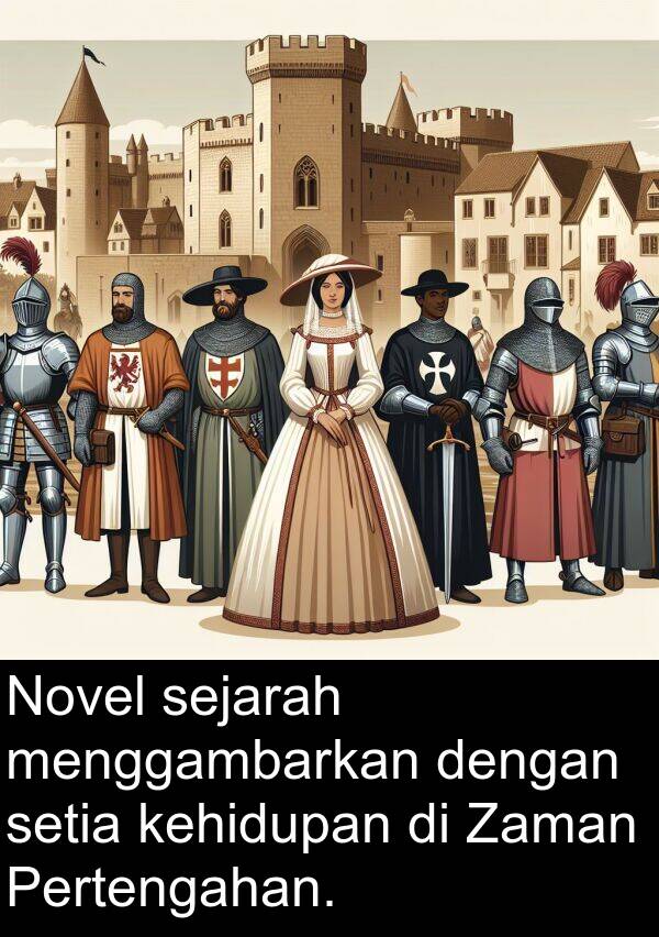 kehidupan: Novel sejarah menggambarkan dengan setia kehidupan di Zaman Pertengahan.