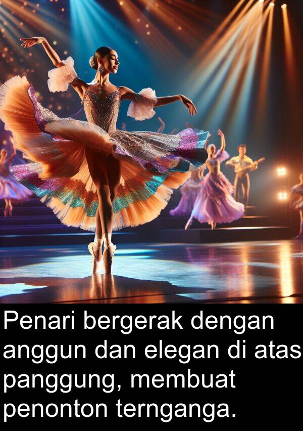 elegan: Penari bergerak dengan anggun dan elegan di atas panggung, membuat penonton ternganga.