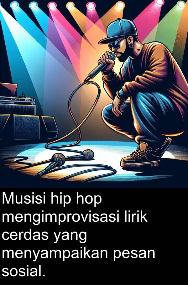 hip: Musisi hip hop mengimprovisasi lirik cerdas yang menyampaikan pesan sosial.