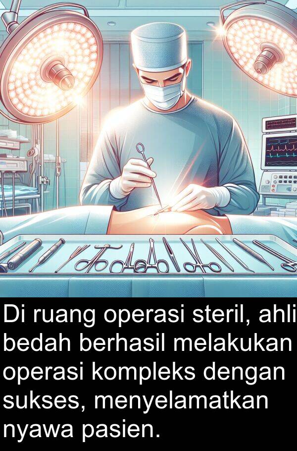 operasi: Di ruang operasi steril, ahli bedah berhasil melakukan operasi kompleks dengan sukses, menyelamatkan nyawa pasien.