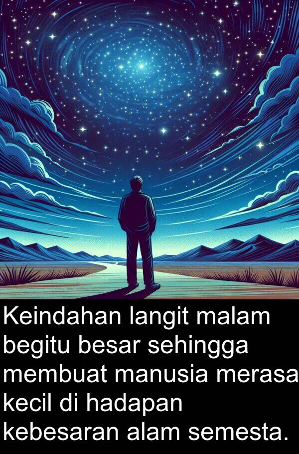 hadapan: Keindahan langit malam begitu besar sehingga membuat manusia merasa kecil di hadapan kebesaran alam semesta.