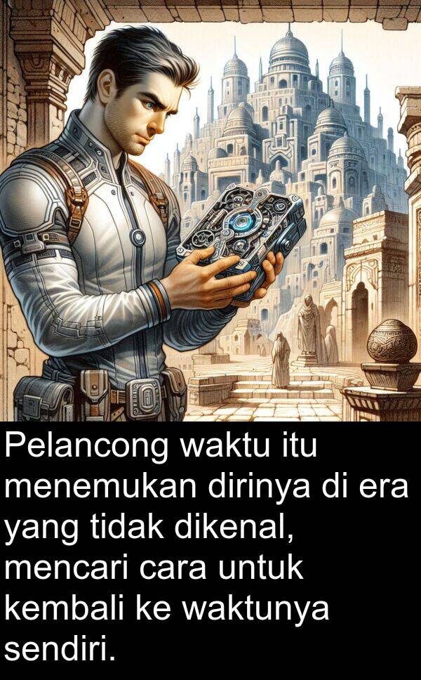 kembali: Pelancong waktu itu menemukan dirinya di era yang tidak dikenal, mencari cara untuk kembali ke waktunya sendiri.