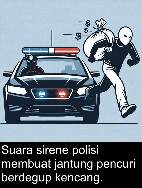 pencuri: Suara sirene polisi membuat jantung pencuri berdegup kencang.