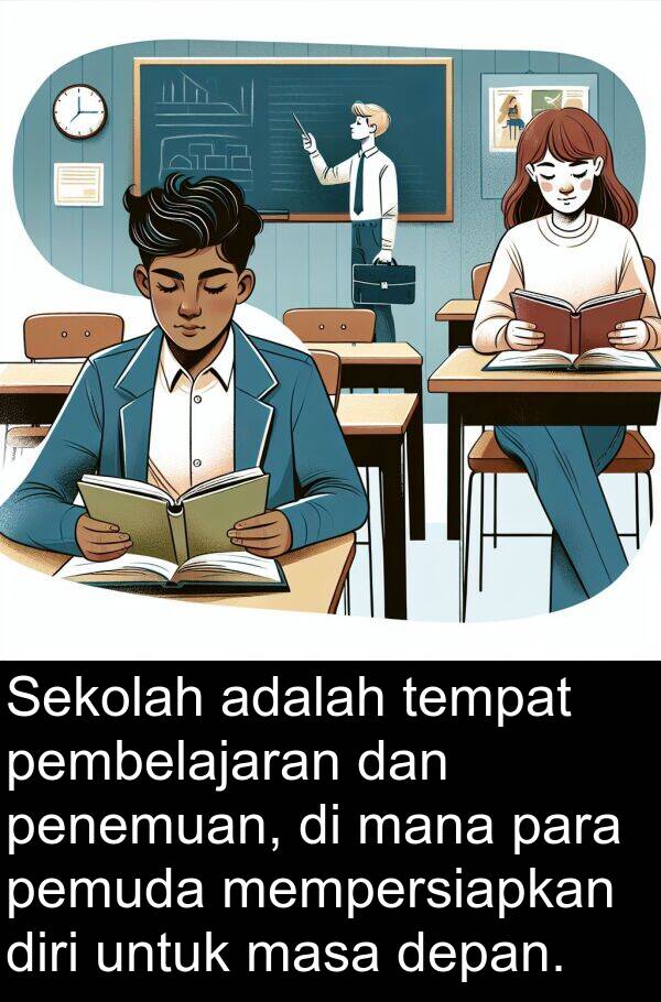 pembelajaran: Sekolah adalah tempat pembelajaran dan penemuan, di mana para pemuda mempersiapkan diri untuk masa depan.