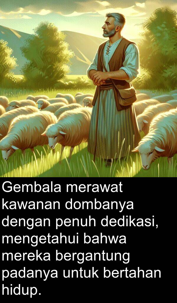 padanya: Gembala merawat kawanan dombanya dengan penuh dedikasi, mengetahui bahwa mereka bergantung padanya untuk bertahan hidup.