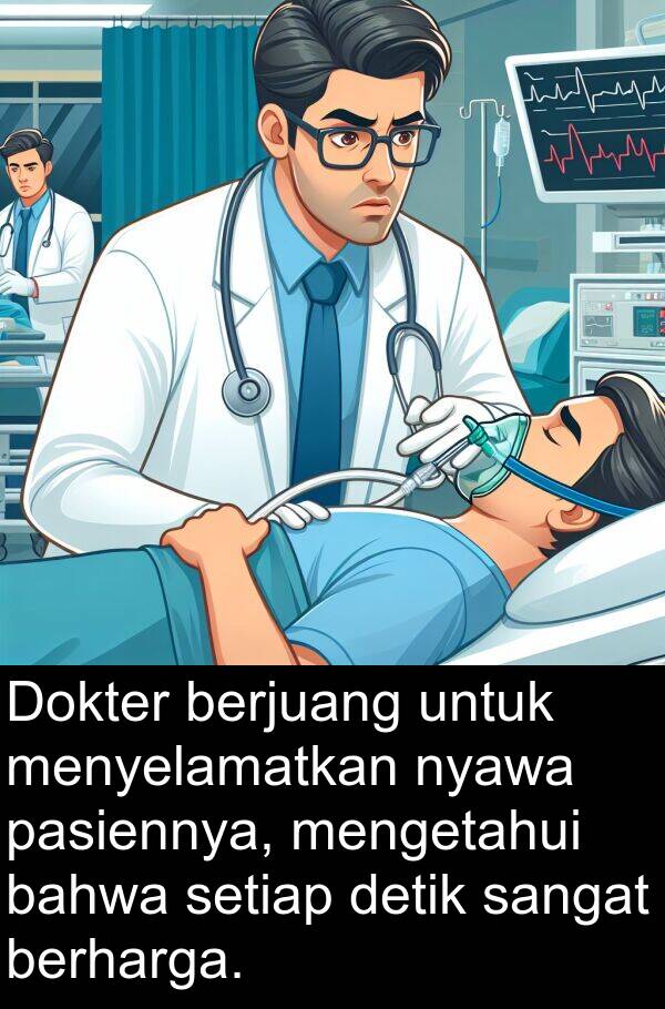 pasiennya: Dokter berjuang untuk menyelamatkan nyawa pasiennya, mengetahui bahwa setiap detik sangat berharga.